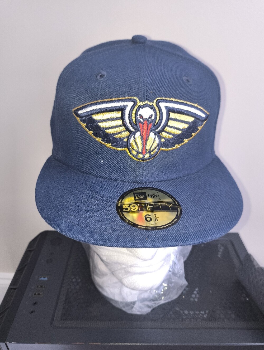 New Orleans Pelicans Navy Blue New Era Fitted Hat Size 6 7/8